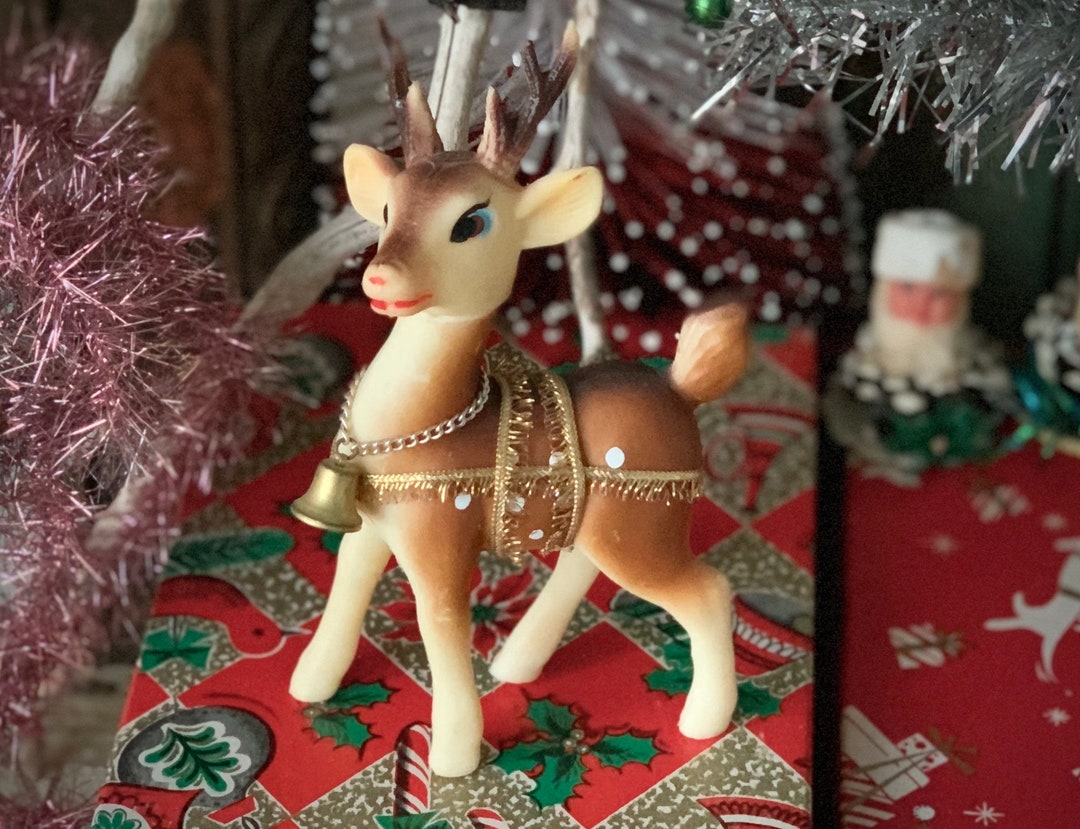 Vintage Reindeer Fancy Gold Trim Christmas Deer Figurine Decoration 6
