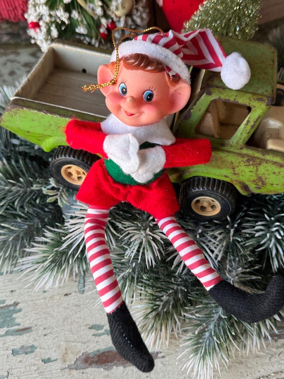 Vintage Christmas Elf Ornament Shelf Sitter Pixie - Etsy