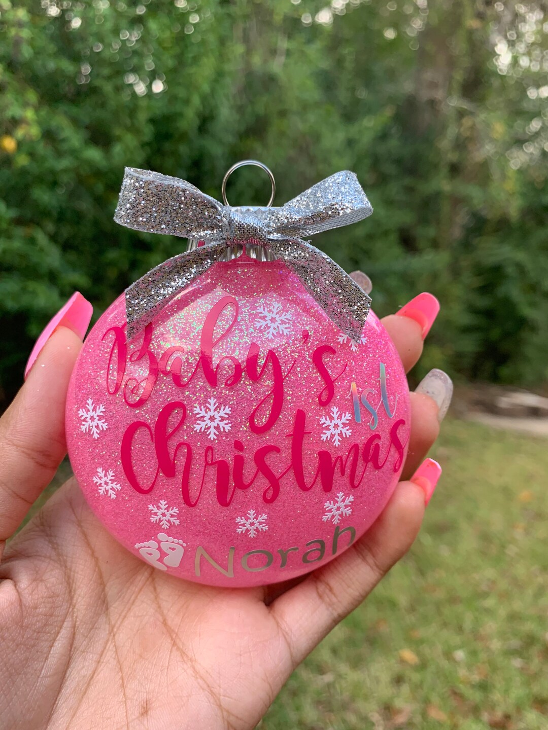 Babys First Christmas Ornament 2023 Plastic Shatterproof Disc Etsy