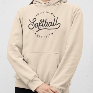 Livin That Softball Mom Life Hoodie, Softball Mom Hoodie, Athleisure softball hooded sweatshirt for mom, Cute softball mom gift