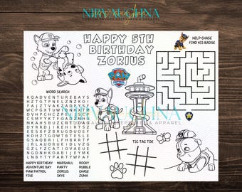 Puppy Patrol Birthday Coloring Sheet, Activity Sheet