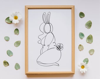 Kaninflicka | Kroppspositiv konst | Kurvig kvinna | Minimalistisk linjekonst