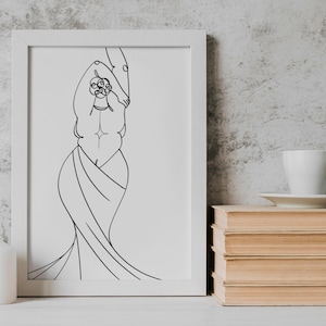Plusgudinna | Kroppspositiv konst | Kurvig kvinna | Minimalistisk linjekonst bild 2