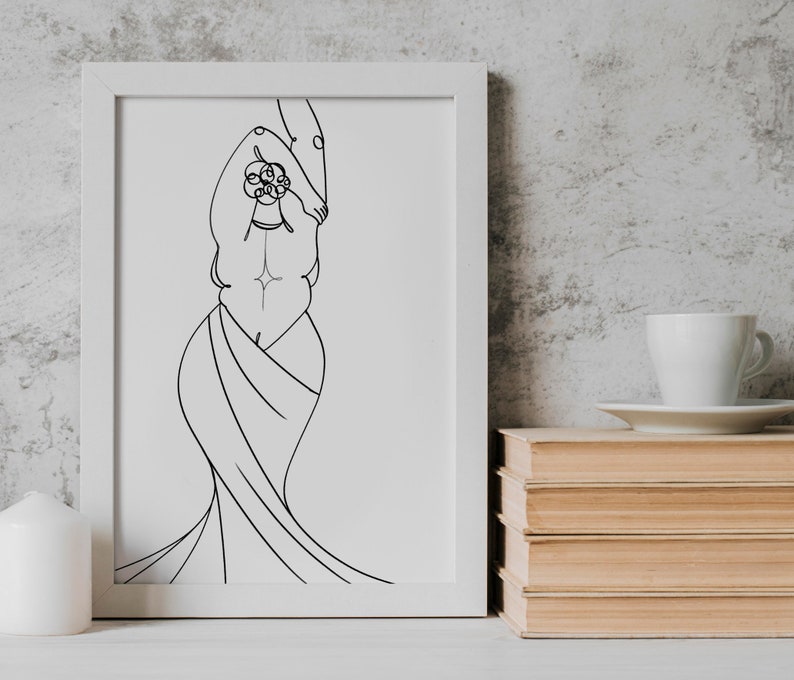 Plusgudinna | Kroppspositiv konst | Kurvig kvinna | Minimalistisk linjekonst bild 2