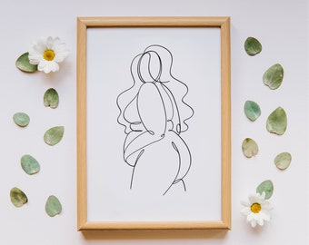 Kroppspositiv konst | Kurvig kvinna | Minimalistisk linjekonst