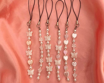 Pearl, Heart, Flower & Butterfly Mini Collection | Phone Charm | Phone Strap | Keyring | Gift Idea | Souvenir | Bridesmaids Gift