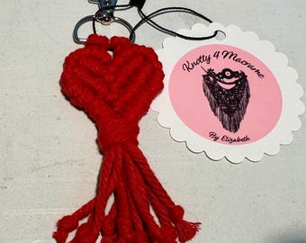 Macrame Heart Keychain
