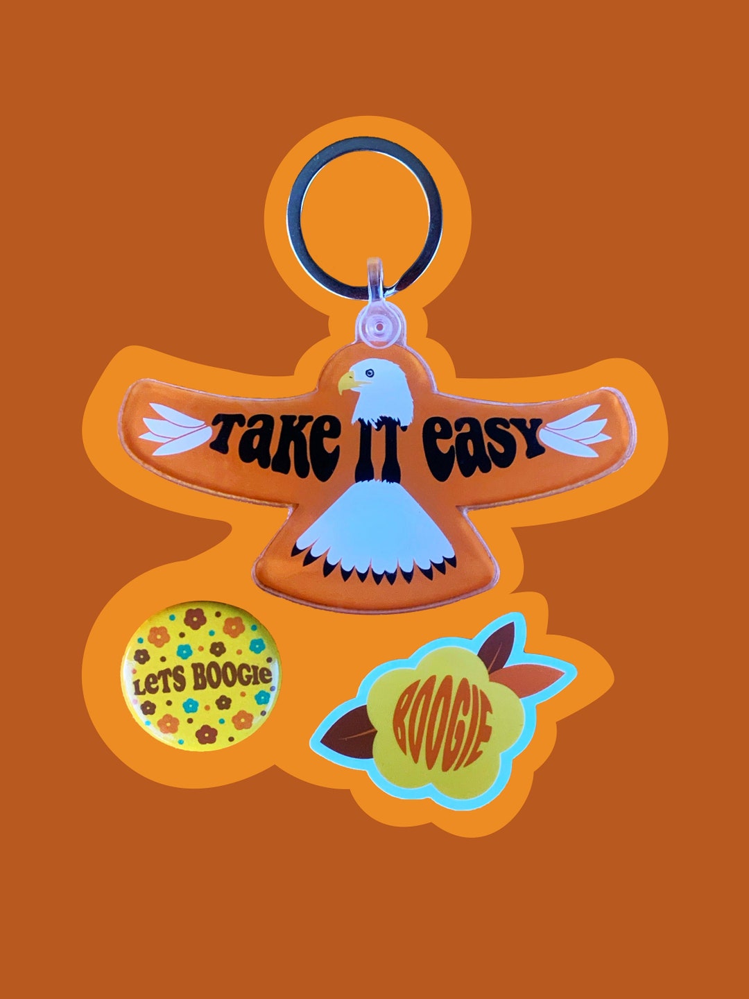 Retro Sticker Keychain and Button Bundle - Etsy