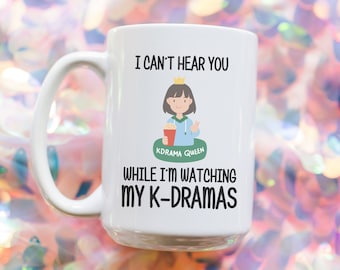 Funny Korean Drama 15 Oz Coffee Cup, Sarcastic K-Drama Mug, Cute Kdrama Desk Mug, Korean Office Desk Decor, Gift for Him or Her
