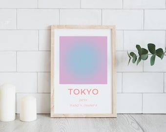 Tokyo Aura Poster | Japan City Print | Digital Download | Coordinates Travel Wall Art | Office Wall Decor | Japanese Poster Travel | Pastel