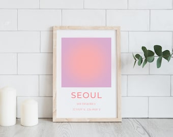Seoul Aura Poster | Korean City Print | Digital Download | Coordinates Travel Wall Art | Office Wall Decor | Korean Poster Travel | Pastel