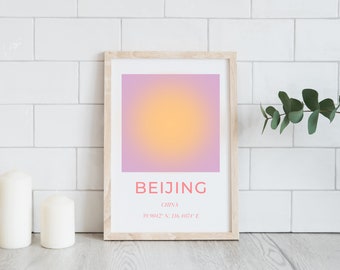 Beijing Aura Poster | China City Print | Digital Download | Coordinates Travel Wall Art | Office Wall Decor | Chinese Poster Travel | Pastel
