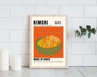 Retro Kimchi Poster | Retro Korean Food Poster | Digital Download | Chef Retro Wall Art | Kitchen Wall Decor | Korean Poster Vintage | Retro