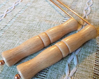 A Pair of Pure Solid Copper Dowsing Rods with Natural Wood Swivel Handles 99.9% Pure