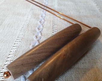 Pure Solid Copper Divining Dowsing Rods with Black Walnut Wooden Swivel Handles. 99.9% Pure.