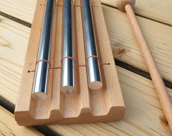 Energy Chimes, Meditation, Aura, Yoga, Healing, 3 Bar with Mallet, Sound Therapy.