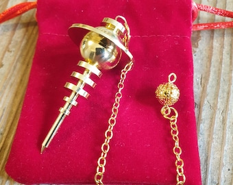 Copper Pendulum with Velvet Pouch with Witness Chamber. Dowsing, Divination, Healing, Reiki.