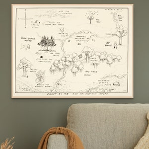 Impression sur toile ourson carte neutre de style vintage prête à accrocher encadrée
