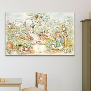 Vintage Beatrix Potter Peter Rabbit, artwork on stretched canvas