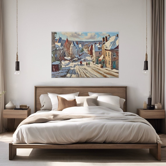 Quebec City in Winter, artwork on stretched canvas