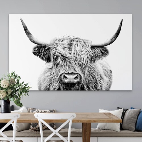 Ready to Hang Large Size Highland Cow Framed Print on Canvas Etsy