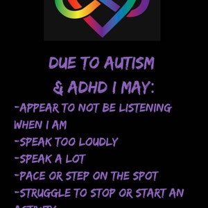 PERSONALISED Autism & Other Diagnosis Alert Cards - Etsy
