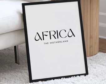 Africa Monochrome Wall Art | Africa Text Print | African Wall Art | Typography Poster | Afro Wall Art | Contemporary Modern Home Decor