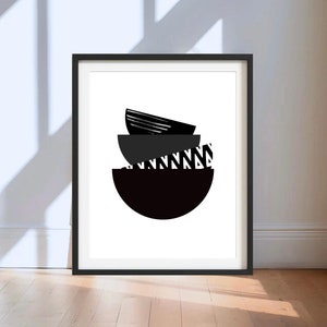 Afro Abstract Boho Wall Art | Black Half Circles | African Wall Art Print | African Prints UK | Geometric Wall Art | Modern Home Decor