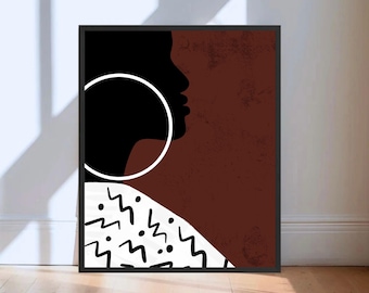 Abstract Afro Wall Art | African Woman Wall Art | African American Art | Black Girl Art | African Prints UK | Afrocentric Wall Art