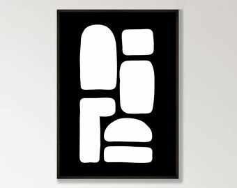 Mono Abstract Afro Shapes Art | African Wall Art Print | Afro Boho Wall Art | Modern Wall Art | African Prints UK | Minimalist Wall Art