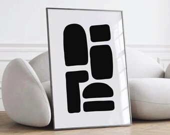 Abstract Afro Shapes Art | African Wall Art Print | Boho Wall Art | | African Prints UK | Modern Home Decor | Minimalist Wall Art