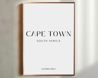 Cape Town Travel Print Wall Art | Cape Town Wall Hanging Home Decor | South Africa City Print | Cape Town Gift Art  | South Africa Art