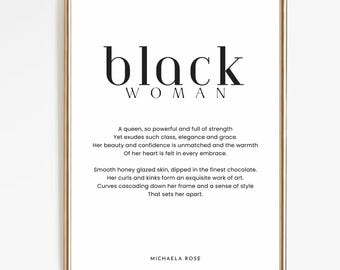Black Woman Wall Art Poem | Black Woman Definition Print |  Black Girl Wall Art | Afro Wall Art | African American Wall Art | Melanin  Art