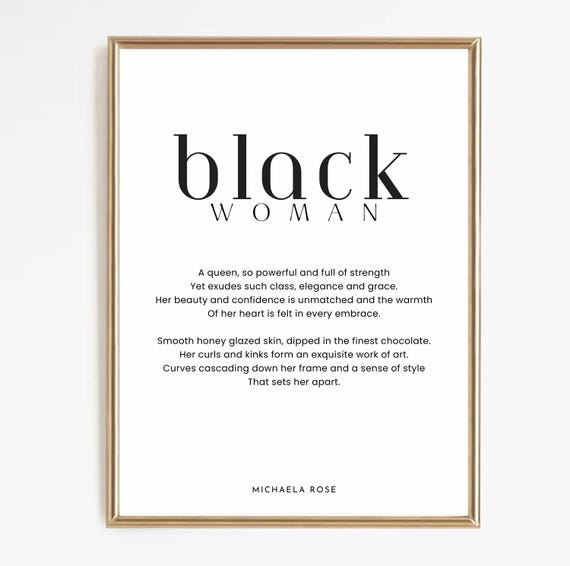 Black Woman Wall Art Poem | Black Woman Definition Print |  Black Girl Wall Art | Afro Wall Art | African American Wall Art | Melanin  Art