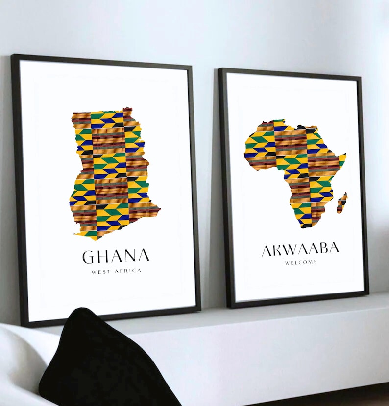 Set of African Kente Wall Art Prints | African Print | Set of 2 Wall ...