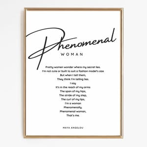 Phenomenal Woman | Maya Angelou Poetry Wall Art Print | Typography Art | Minimalist Modern Home Decor | Digital Download | Gifts For Her