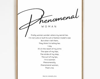 Phenomenal Woman | Maya Angelou Poetry Wall Art Print | Typography Art | Minimalist Modern Home Decor | Digital Download | Gifts For Her