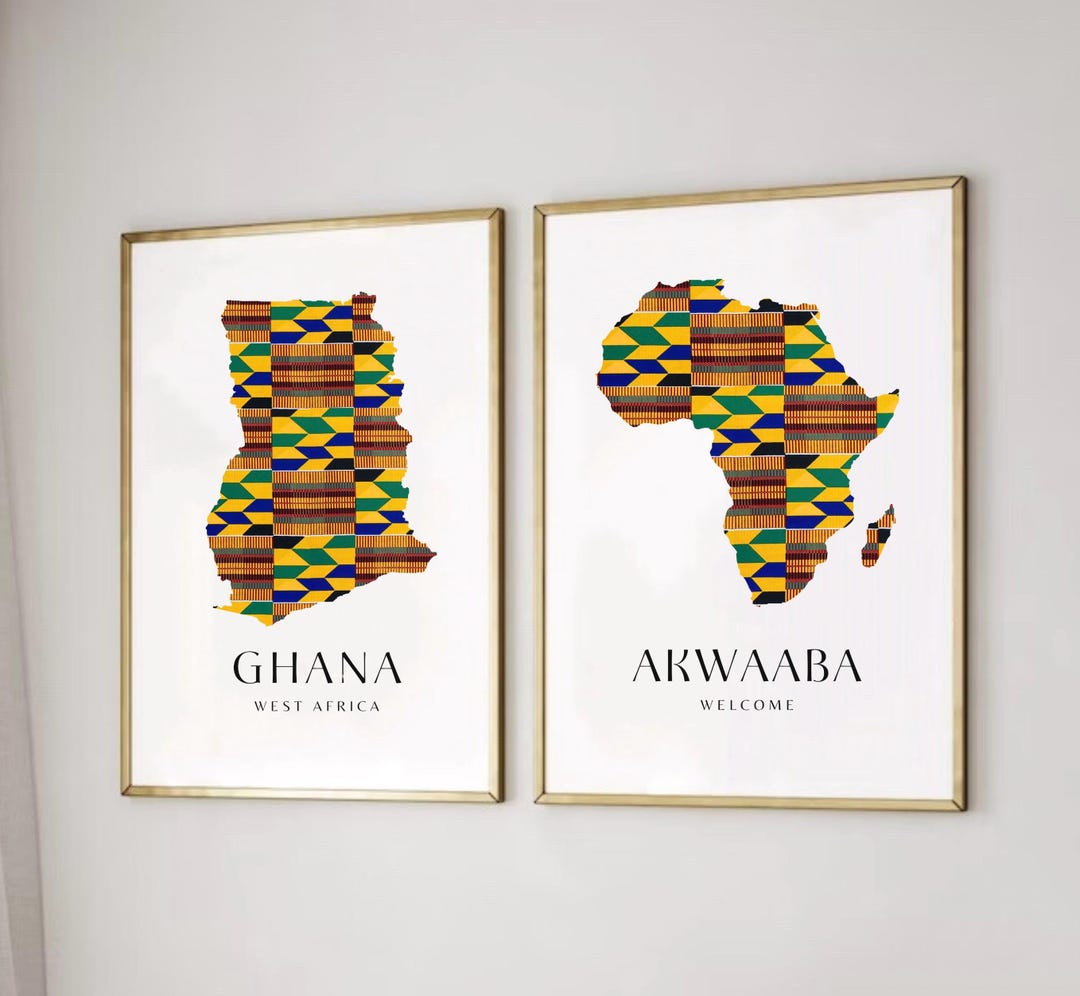Set of African Kente Wall Art Prints | African Print | Set of 2 Wall ...