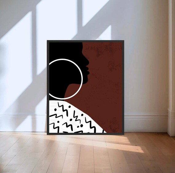 Abstract Afro Wall Art | African Woman Wall Art | African American Art | Black Girl Art | African Prints UK | Afrocentric Wall Art