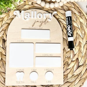 Baby monthly milestone board, dry erase milestone sign, monthly milestone photo props, baby name sign, baby photo prop, nursery decor