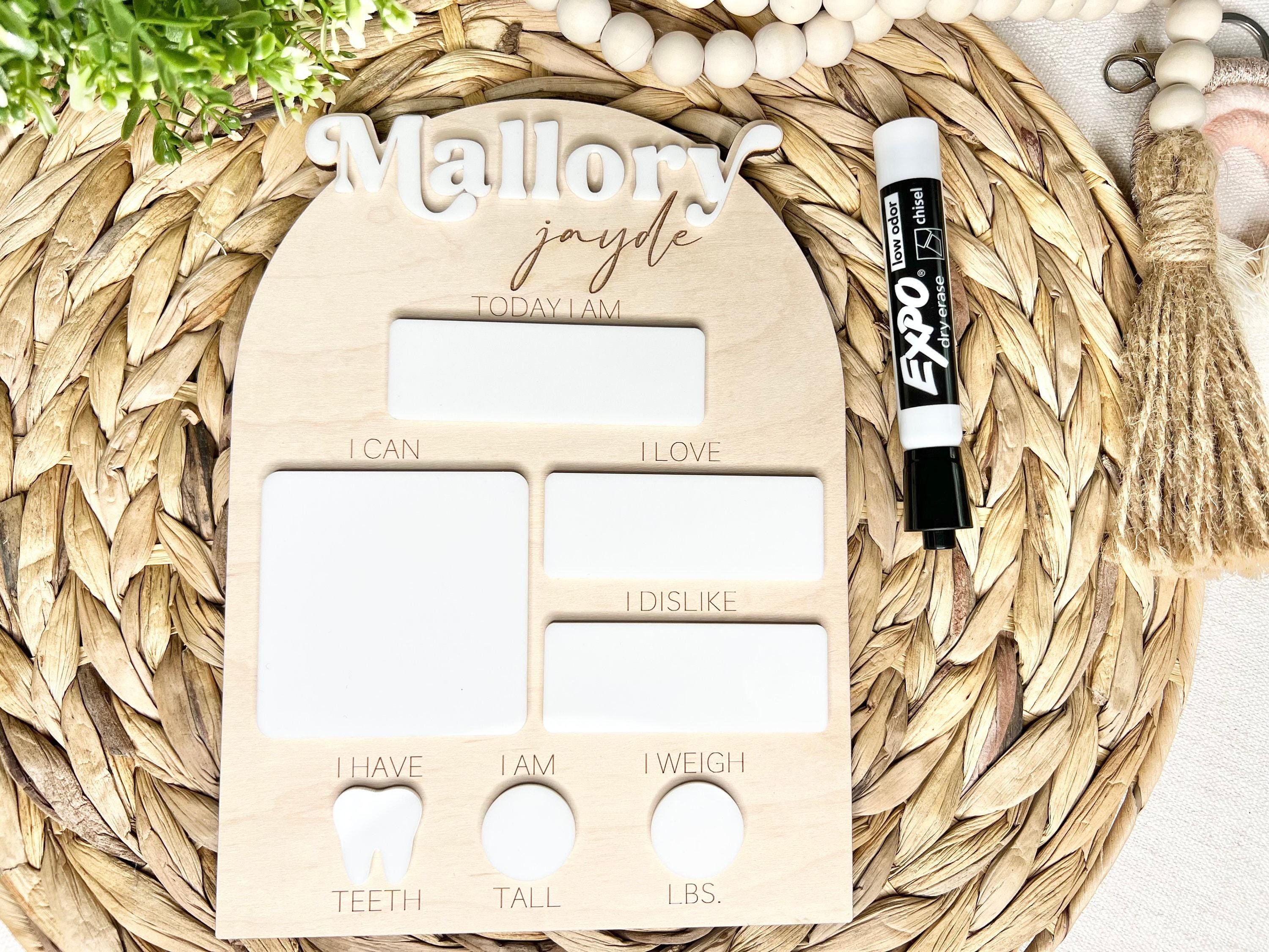 Baby monthly milestone board, dry erase milestone sign, monthly milestone photo props, baby name sign, baby photo prop, nursery decor
