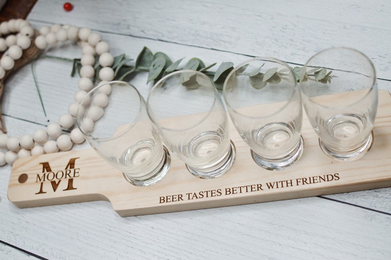 Beer Flight With Glasses Bar Decor Gift for Men Bar Gifts Etsy