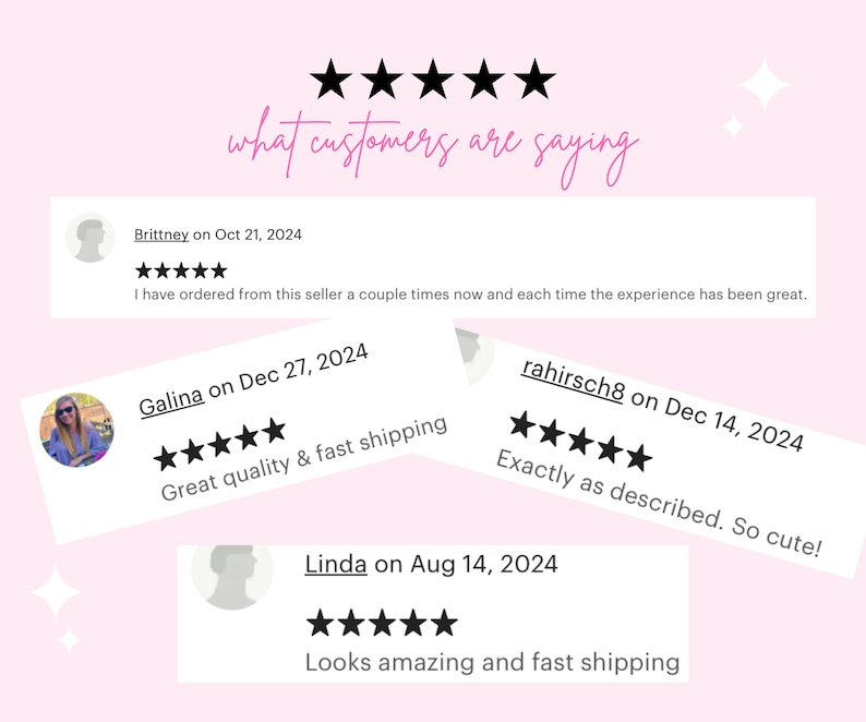 a pink background with black stars and text