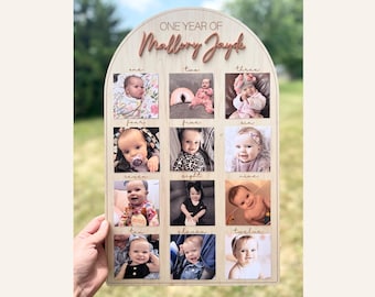 Personalized One Year Of Photo Board | Milestone Picture Board | My First Year | One Year of Photo Sign | First Birthday Decor