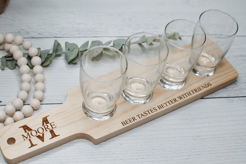 Beer Flight With Glasses Bar Decor Gift for Men Bar Gifts Etsy