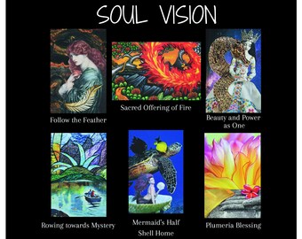 Soul Vision Greeting Cards - Colorful collaged images. sets of 6