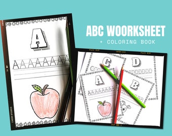 Printable ABC Worksheet + Coloring book