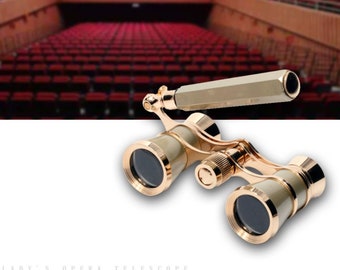 Opera Glasses Elegant Gold color for lady’s handmade theatre concert music festival, Coachella burning man Top High End Luxury Opera Glasses