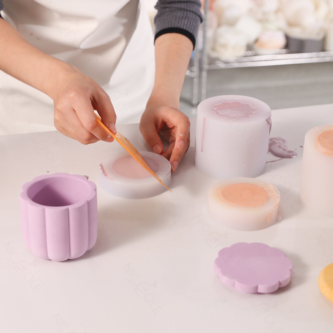 Silicone Concrete Candle Jars With Lids Mold DIY Cement Candle Etsy