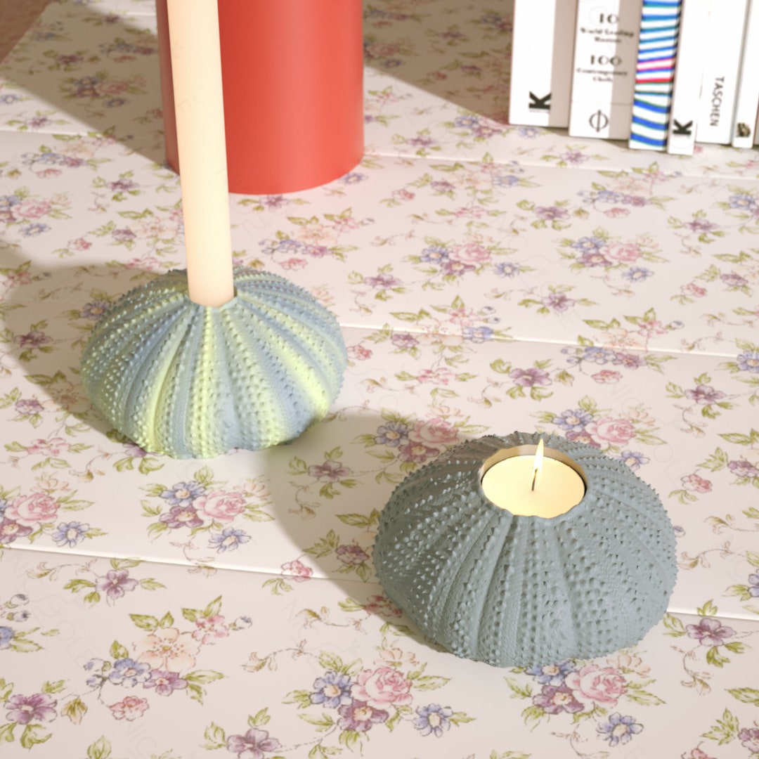 Sea Urchins Candle Holder Concrete Mold Silicone Cement Taper Etsy
